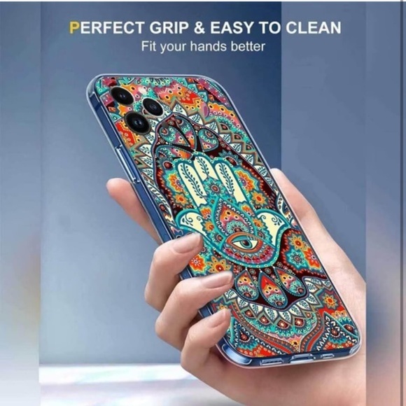 Stunning Hamsa Hand & Mandala Flower iPhone 14 Pro Max Case Shockproof & Stylish - Picture 4 of 7